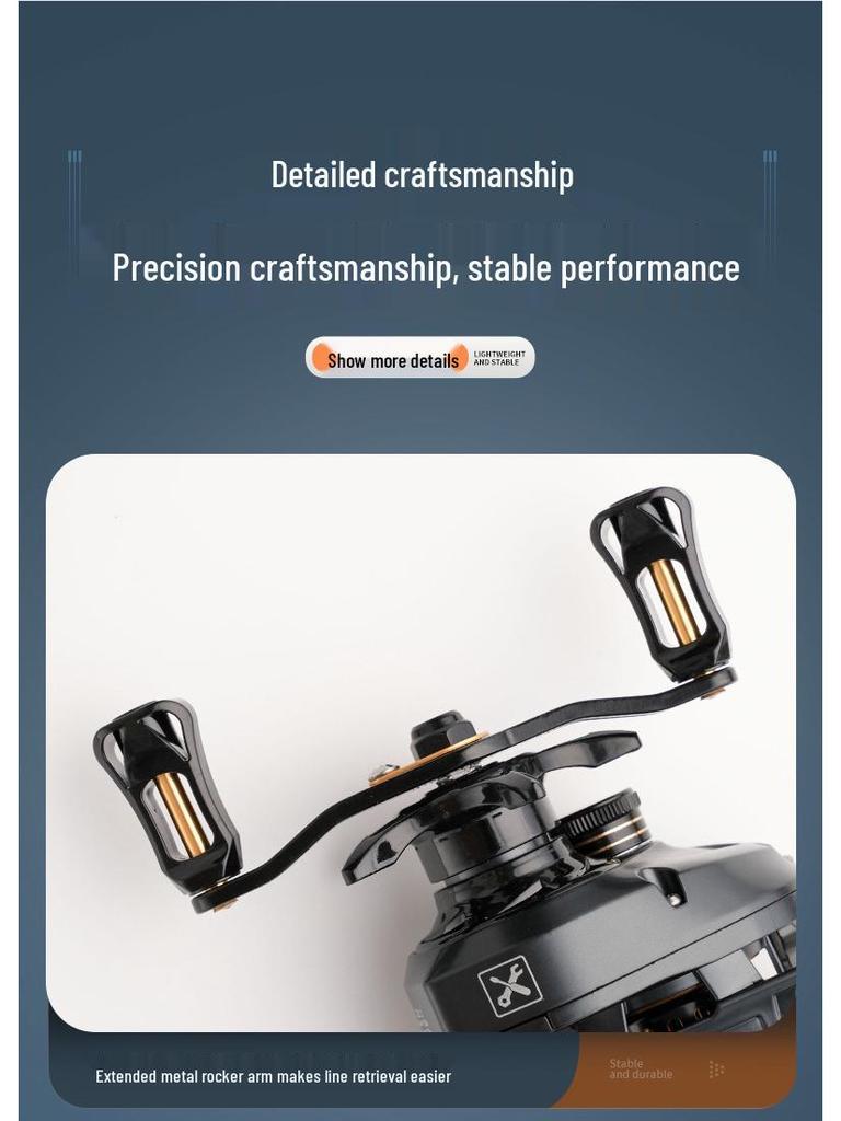 Warhawk Shining Shadow Low-Profile Baitcasting Reel, Anti-Backlash, Dual-Metal Spool for Long-Casting and General-Purpose Lure Fishing.