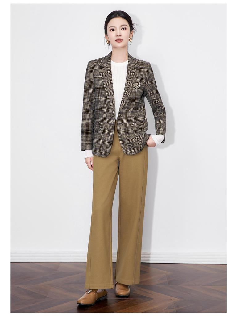 Women's Autumn Retro Plaid Brushed Suit Jacket