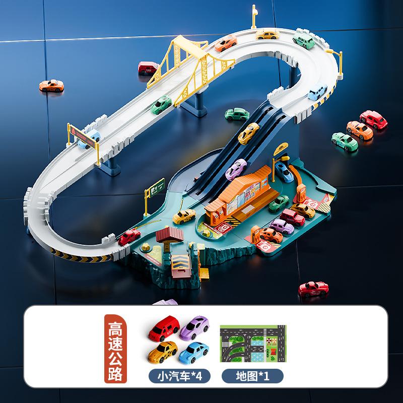 

Детская игрушечная машинка для парковки в башне небоскреба, вращающаяся горка со звуком и светом, игрушечная электрическая железнодорожная машина белый