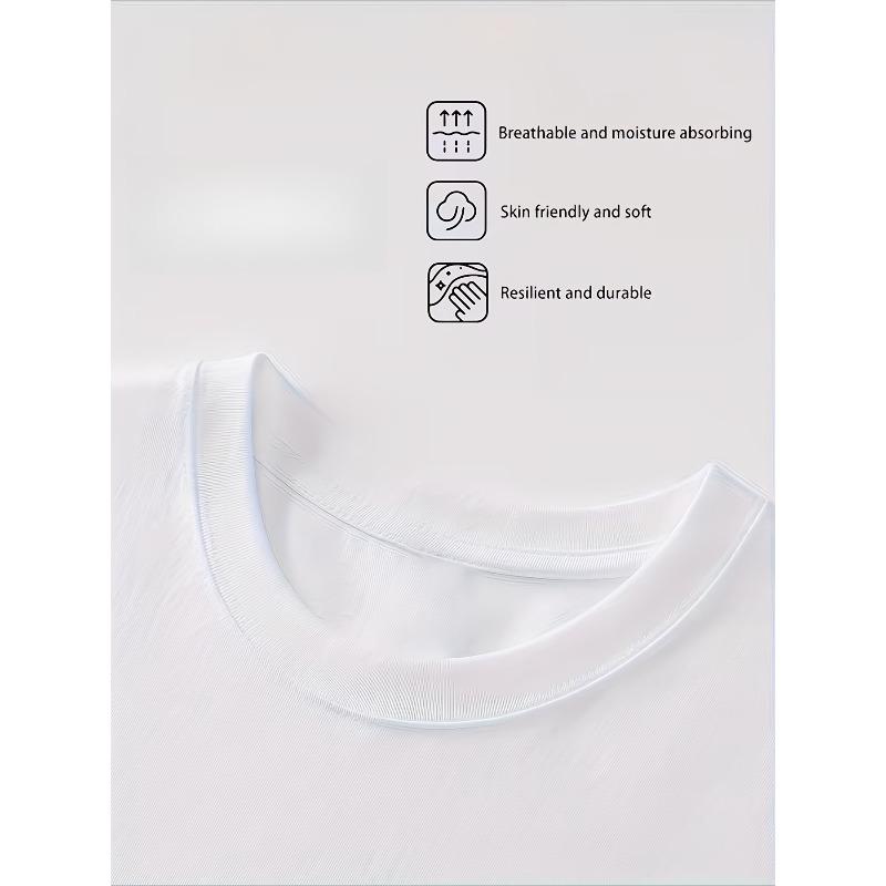 Europejskie rozmiary T-shirt z okrągłym dekoltem z wzorem korony - Miękki, oddychający, średnio elastyczny materiał, odpowiedni na co dzień, do sportu