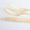 75pcs Gold Plastic Silverware- Disposable Gold Glitter Plastic Cutlery- Plastic Flatware Includes 25 Forks, 25 Spoons, 25 Knives