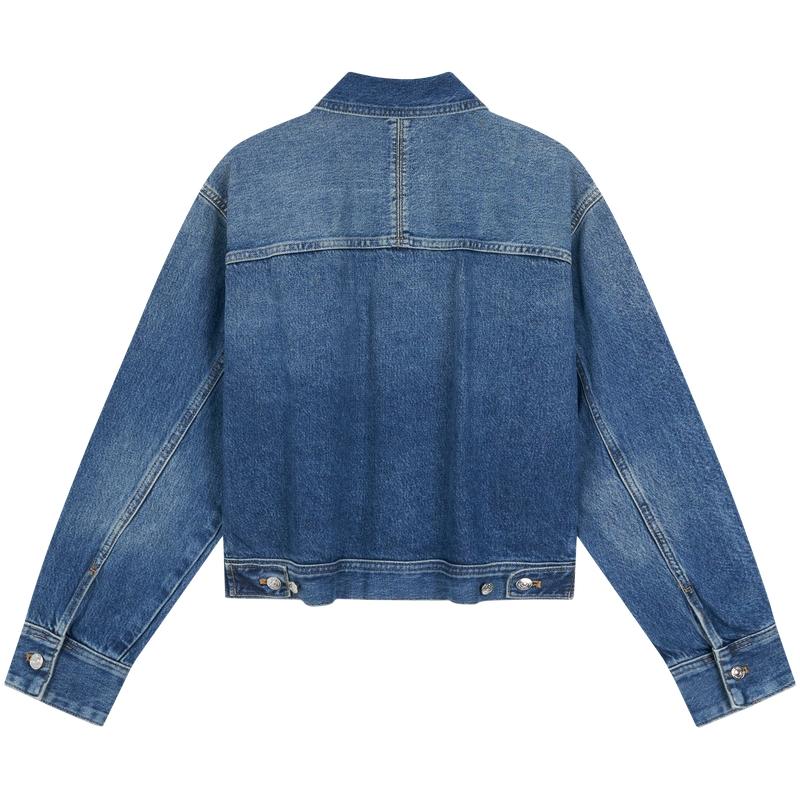 Calvin Klein Classic Letter Patch American Work Style Pure Cotton Trendy Denim Jacket Women Jackets 47E906G