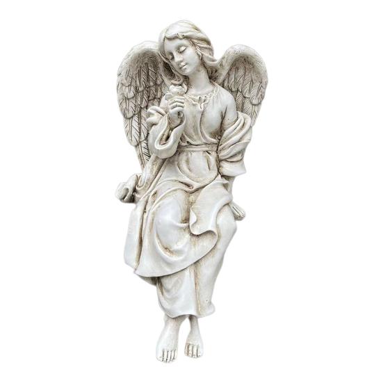Yousheng Retro Winged Angel Statue, Resin Praying Angel Figurine, Elegant Sitting Angel Sculpture for Outdoor Indoor Garden