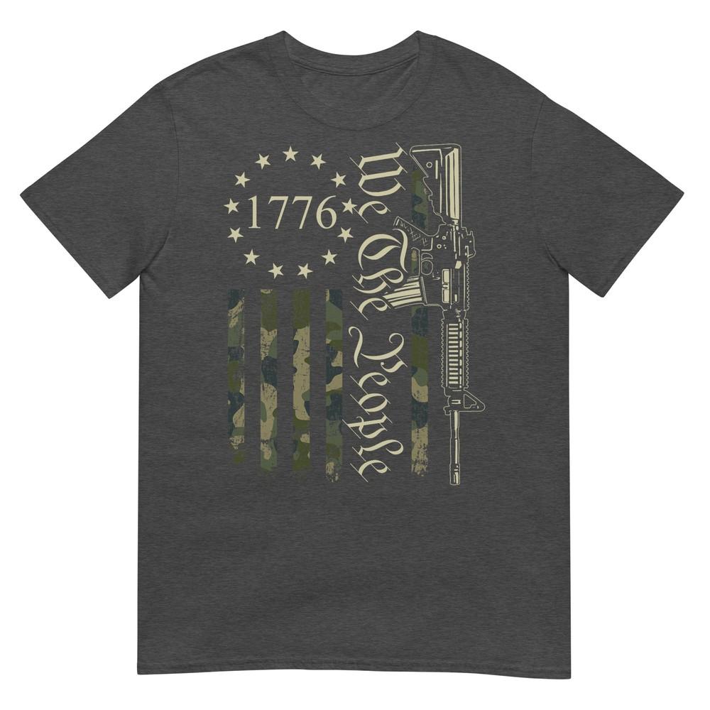 We The People Funny Camo Ar15 Military Pro Gun Usa Flag Tshirt