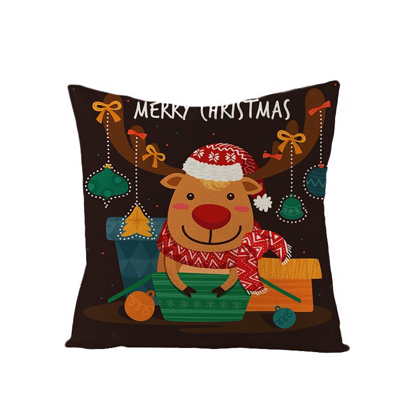 Christmas Polyester Pillow Cover Cartoon Digital Print Cushion Cover New Home Decoration Cushion Cover