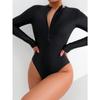 Women Bikini One-piece Zippers Conservative Sexy High Waist Bathing Suit Beach Swimwear Female Summer Swimsuit
