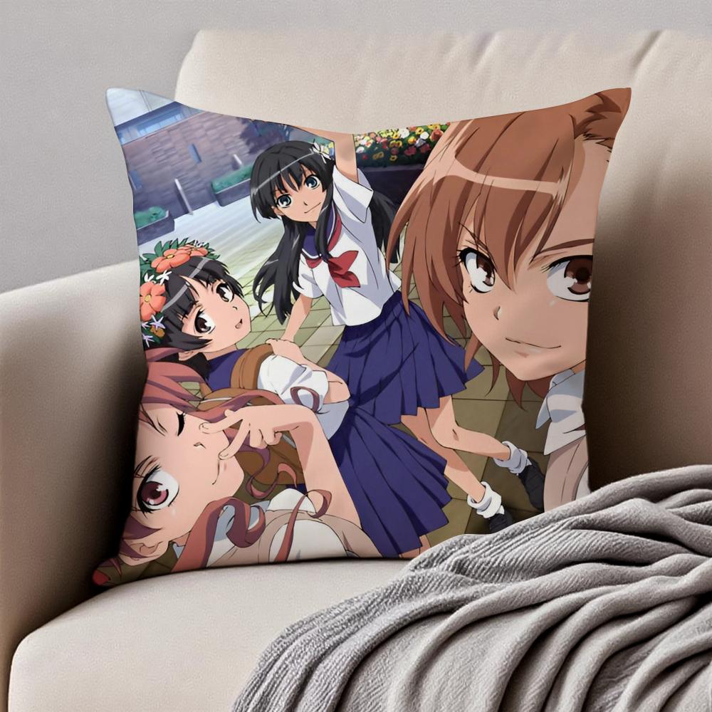 Hot SciFi Anime AA Certain Scientific Railgun Cushion Cover Pillowcase Antidustmite Invisible Zipper Short Plush Sofa Cushion