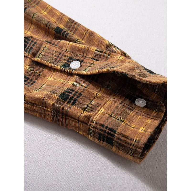 Plaid Shirt Men's Long-Sleeved Spring and Autumn Trendy Vintage American Retro Casual Loose Brushed Flannel Shirt Jacket