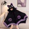 Coral Fleece Shawl Bat Blanket Hoodie for Adults, Cute Shark Fox Hooded Cape, Themed Home Loungewear Soft Cozy Wearable Halloween Cosplay Versatile