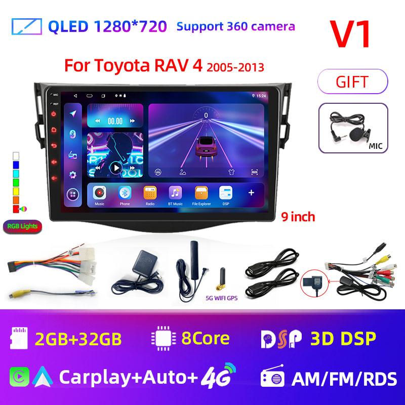 9" Android 12 Car Radio For Toyota RAV4 Rav 4 2005-2013 Multimedia Player 2Din Carplay DSP Navigation GPS 4G Net WIFI Stereo DVD