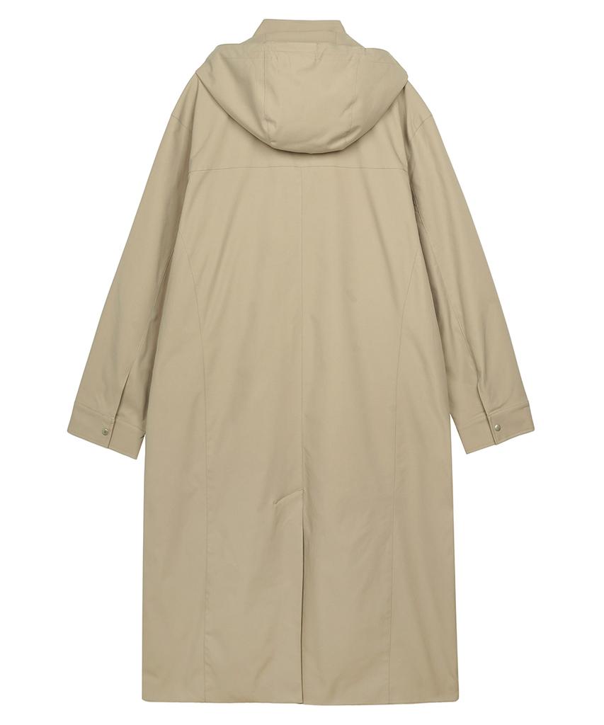 Yiyae Detachable Hood Long Cover Coat Beige