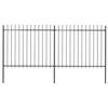 VidaXL Garden Fence with Spear Top Steel 359 X 150 Cm Black 277630