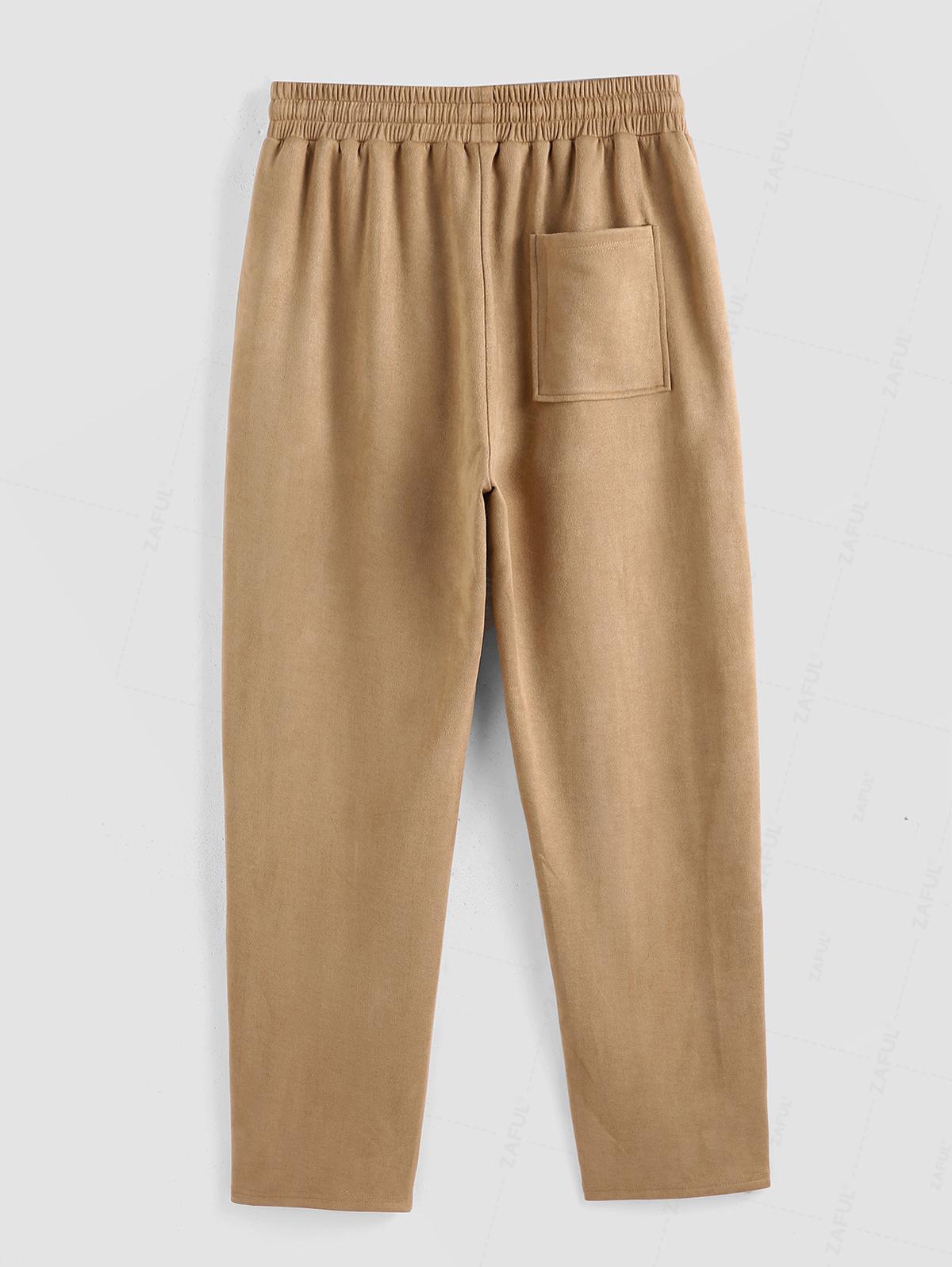 ZAFUL Мужские повседневные брюки на кулиске из искусственной замши с карманами — фото 6