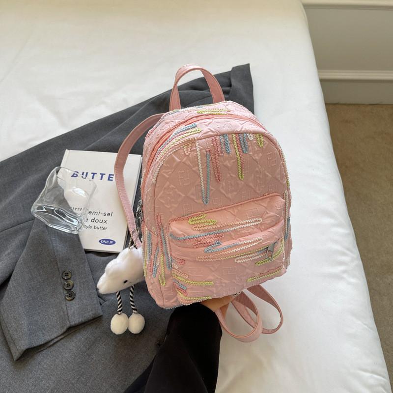 Stylish Lightweight Canvas Backpack For Girls Trendy College Students In Black Blue Pink Beige