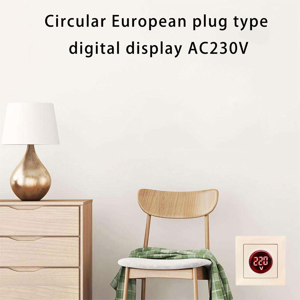 AC230V Digital voltages Meter Round voltages Tester with LED Display European plugs In Digital Voltmeter Indicates