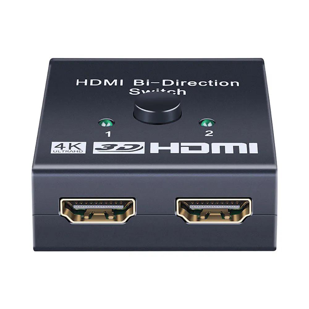 

HDMI-совместимый разветвитель, 4K-переключатель, двунаправленный KVM-переключатель 1x2/2x1, HDMI-совместимый коммутатор, выход 2 в 1 для адаптера переключателя ТВ-приставки PS4/3 чёрный