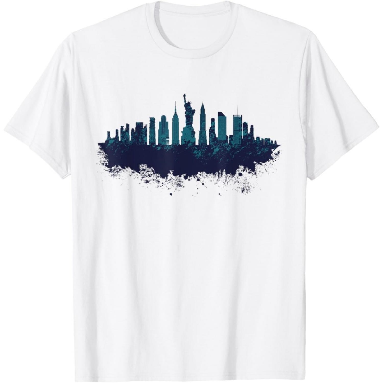 

New York City Skyline NY Statue Of Liberty NYC Souvenir Gift T-Shirt XXXXXL білий