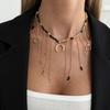 Sweet And Cool Spice Girl Crescent Crescent Love Pendant Tassel Necklace, Stylish Imitation Crystal Beaded Clavicle Chain