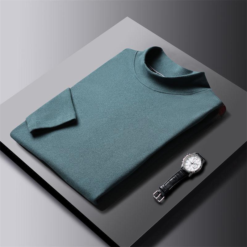 Double-sided Velvet Inner Layer Autumn Warm German Velvet Base Layer Half Turtle Collar Solid Color Close-fitting Base Layer for Men