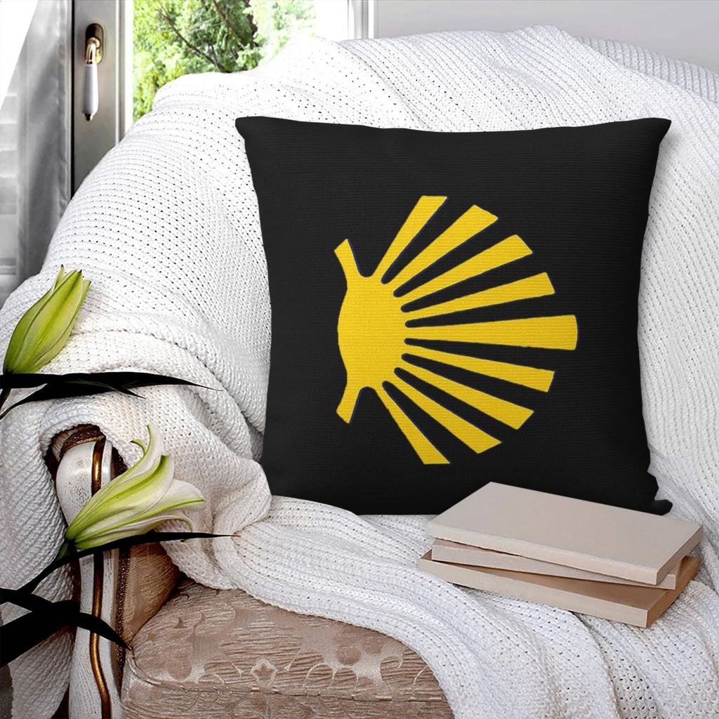 Camino De Santiago Symbol Yellow Scallop Shell Square Pillowcase Cushion Cover Pillow Case Throw Pillow Cover for Home Sofa