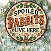 Spoiled Rabbit Lives Here Round Vintage Metal Sign Iron Wall Decor Home Kitchen Cafe