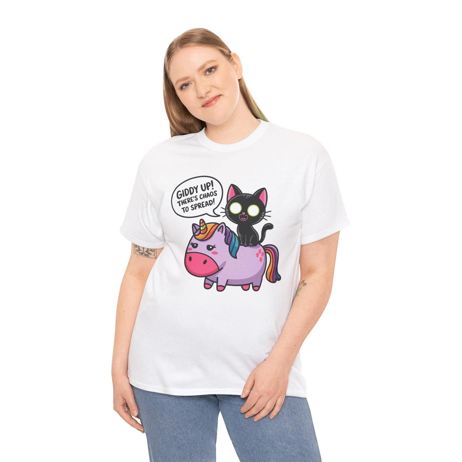 Cute Cat and Unicorn T-Shirt | Cryptozoology T-Shirt | Cryptid Shirt 2XL