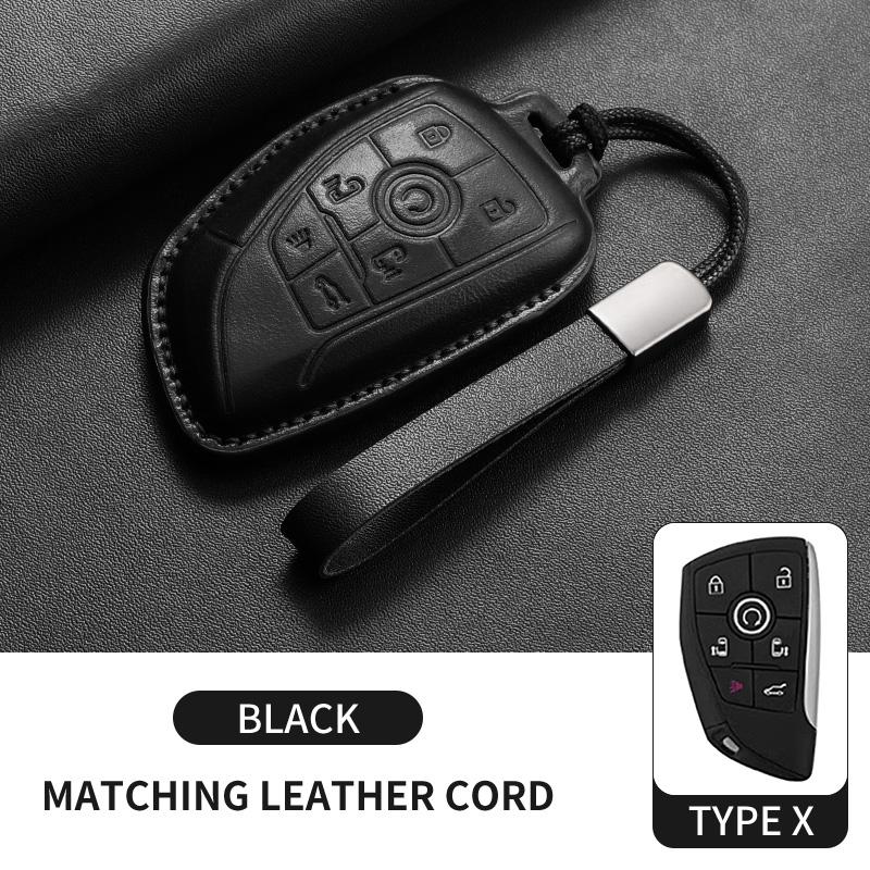Leather Car Key Case Cover Fob For Buick Gl8 Phev Century Car Remote Keychain Case Shell Durable Protector Decorative Accessorie