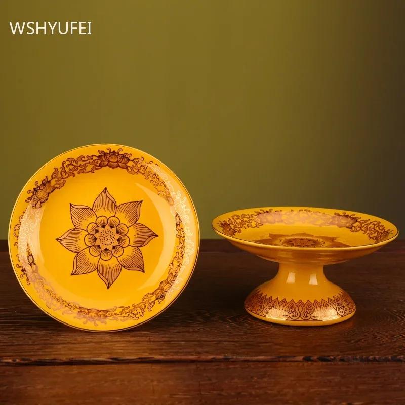 Buddha Hall Obětní stůl Keramika Mísa na ovoce Olejová lampa Kreativita Domácí dekorace Řemeslo Tradiční buddhismus Bohoslužebné potřeby