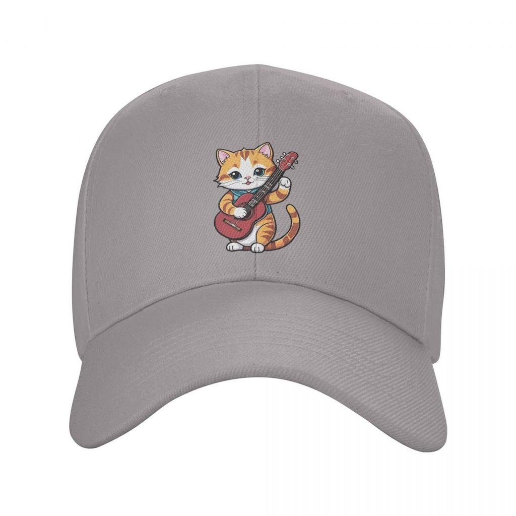 Rock Cat Playing Guitar Cartoon Guitar Cat Baseball Caps Snapback Men Women Hats Adjustable Cap Hip Hop Baseball Hat Casquette