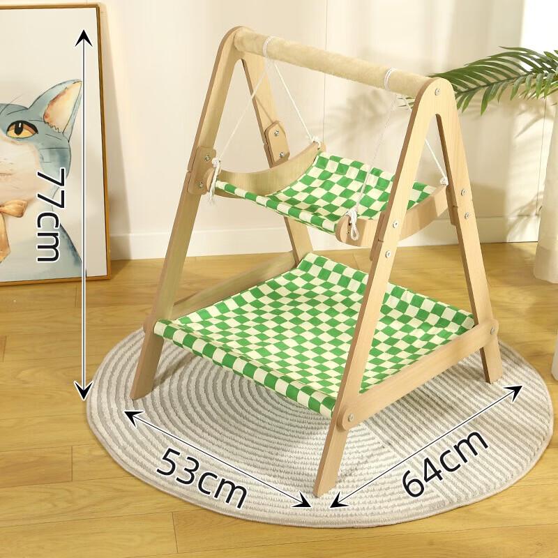 Luxury Double-Layer Wooden Cat Swing Bed