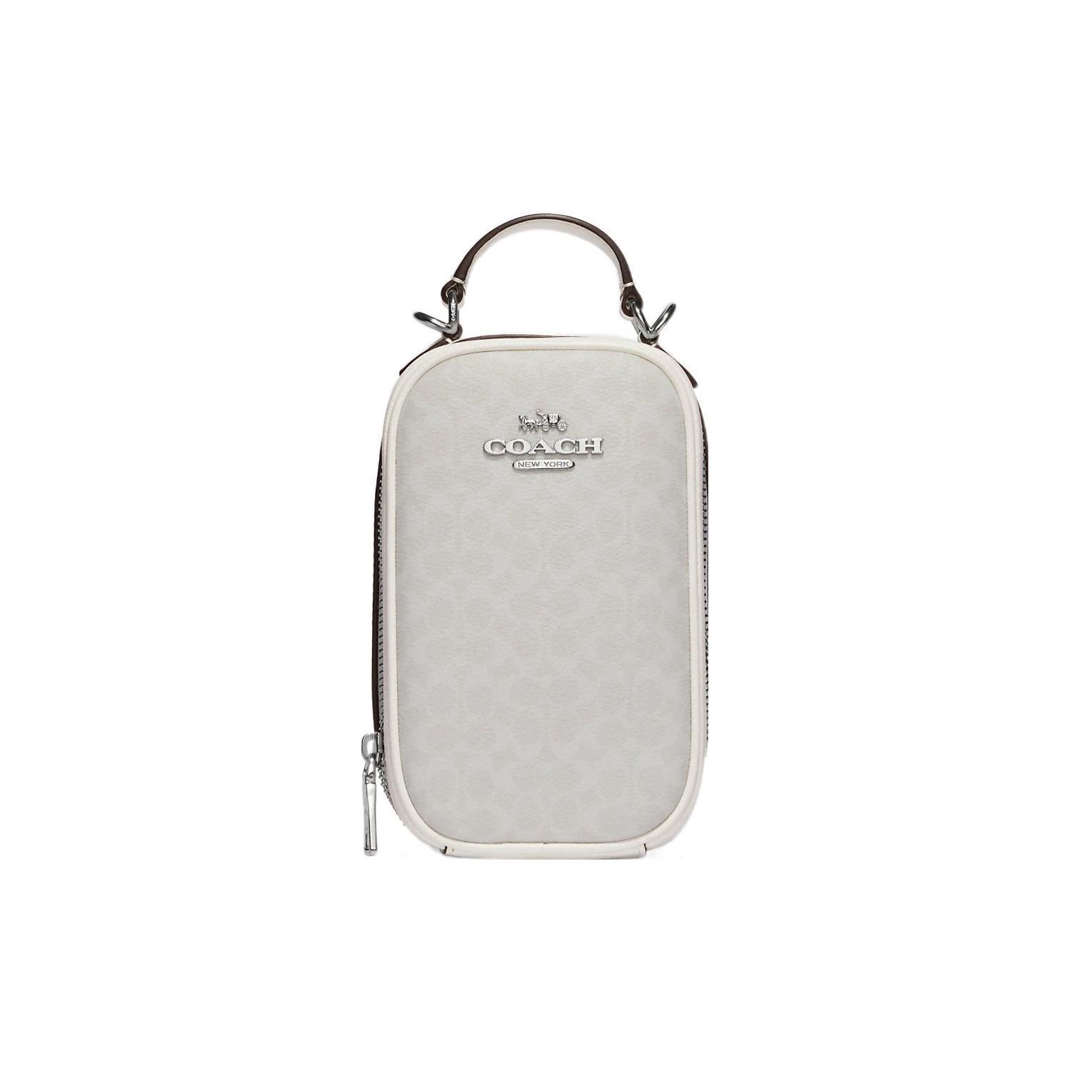 

Coach Eva 11 Silver Letter Logo Classic Monogram Zip Closure Coated Canvas And Smooth Leather Crossbody Mini Bag Women crossbody bag White CF368-SVVS5 Basic Set (Bag+Dust Bag)