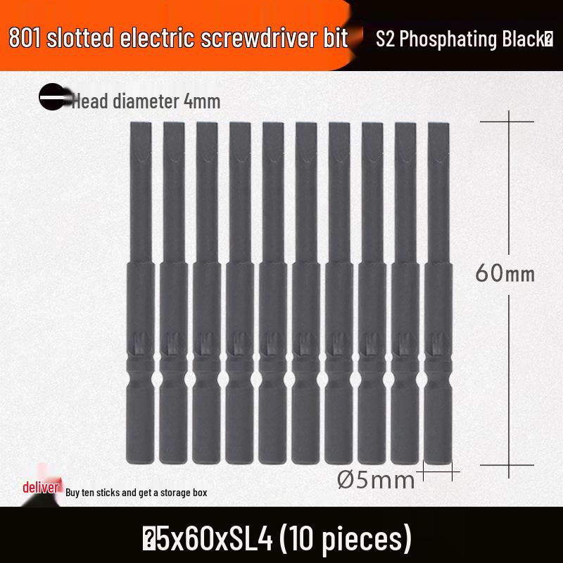 Nigao Phosphating Black Electric Screwdriver Bit 801, 5mm Shank, Strong Magnetic, Hardened Air Screwdriver Head.