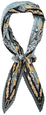 Cuco Dot Paisley Pleated Scarf with Scrunchie, Blue (370)