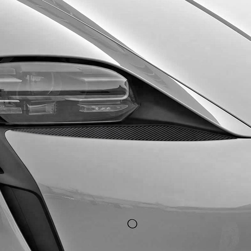 For Porsche Taycan -2026 Real Carbon Fiber Stickers Front Bumper Headlight Panel Cover Car Accessories Exterior Decorative
