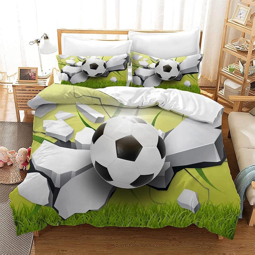 Zestaw pościeli piłkarskiej 3D Sportowa poszwa na kołdrę Poszewka na poduszkę 2 lub 3 sztuki AU140 * 210 Dekoracja pokoju chłopięcego
