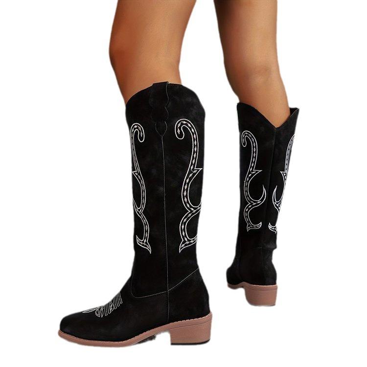 Large size square and high tube but knee fashion boots autumn and winter new European and American style round boots