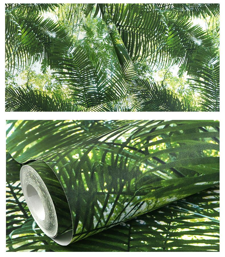 Forest Green Plant Palm Leaf Wallpaper 3D Bedroom Living Dining Room Wall Decor PVC Waterproof Wallpaper