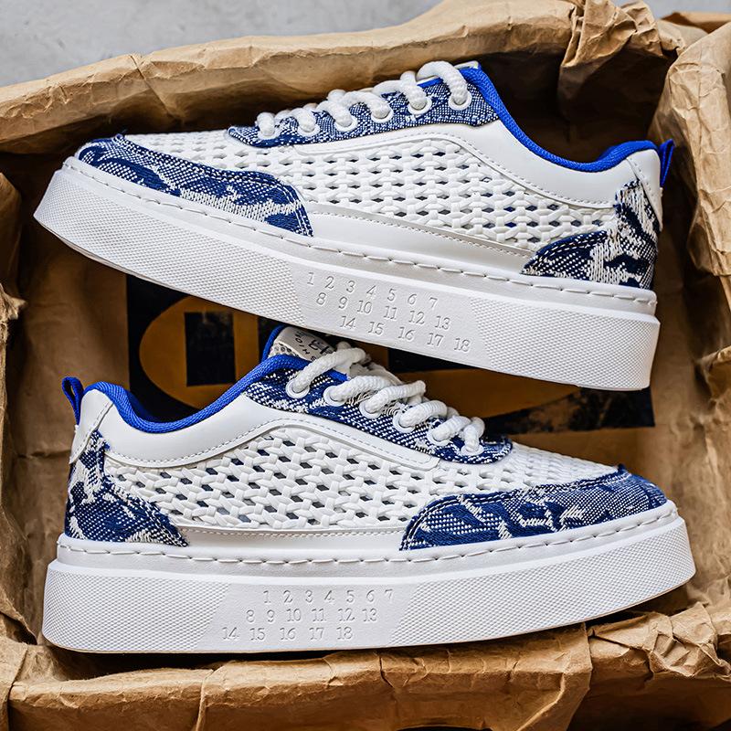 

Men s shoes summer new breathable mesh thick baseplate shoes heightened sole design casual combination 44