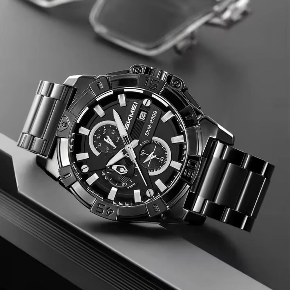 Men’s Watches Fashion Business Date Watch Luxury Men Steel Quartz Wrist Watches Chronograph 3 Dials Male Clock