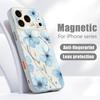 Lovely Sky-blue Flowers Pattern Case For iPhone 17 Pro Max Magnetic For Magsafe Skin Feeling Cover For iPhone 16 15 14 13 Pro Max