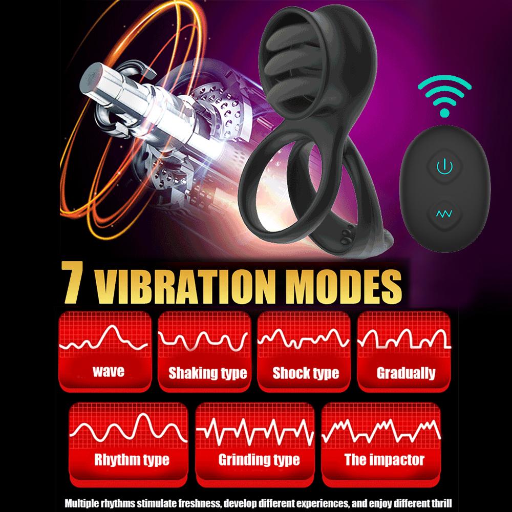 Wireless Remote Control Dual Vibrating Cock Ring Dick Penis Ring Cockring Adult Sex Toys for Men Cunnilingus back court