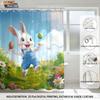 1pc Easter Happy Cartoon Rabbit Printed Waterproof Shower Curtain Partition Privacy Hanging Curtain With 12 Hooks Multiple Sizes
