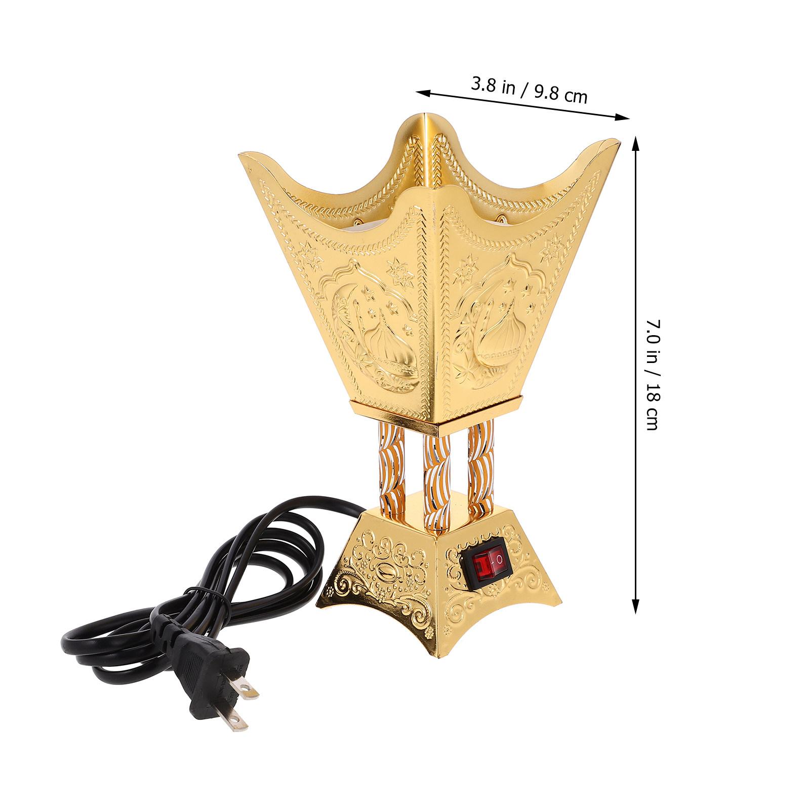 

Electric Incense Burner Arabian Style Iron Tabletop Censer for Home Decor Aroma Therapy Decorative Centerpiece Plug in Us Socket золотистый