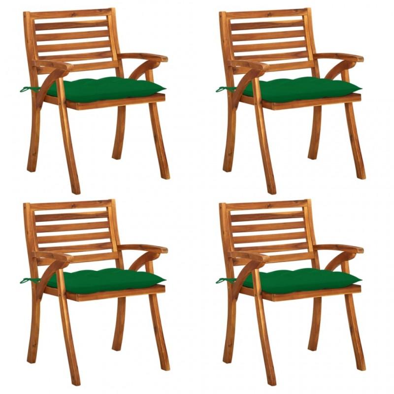 Día y Noche - Día y Noche Sillas de jardín con cojines 4 unidades madera maciza de acacia