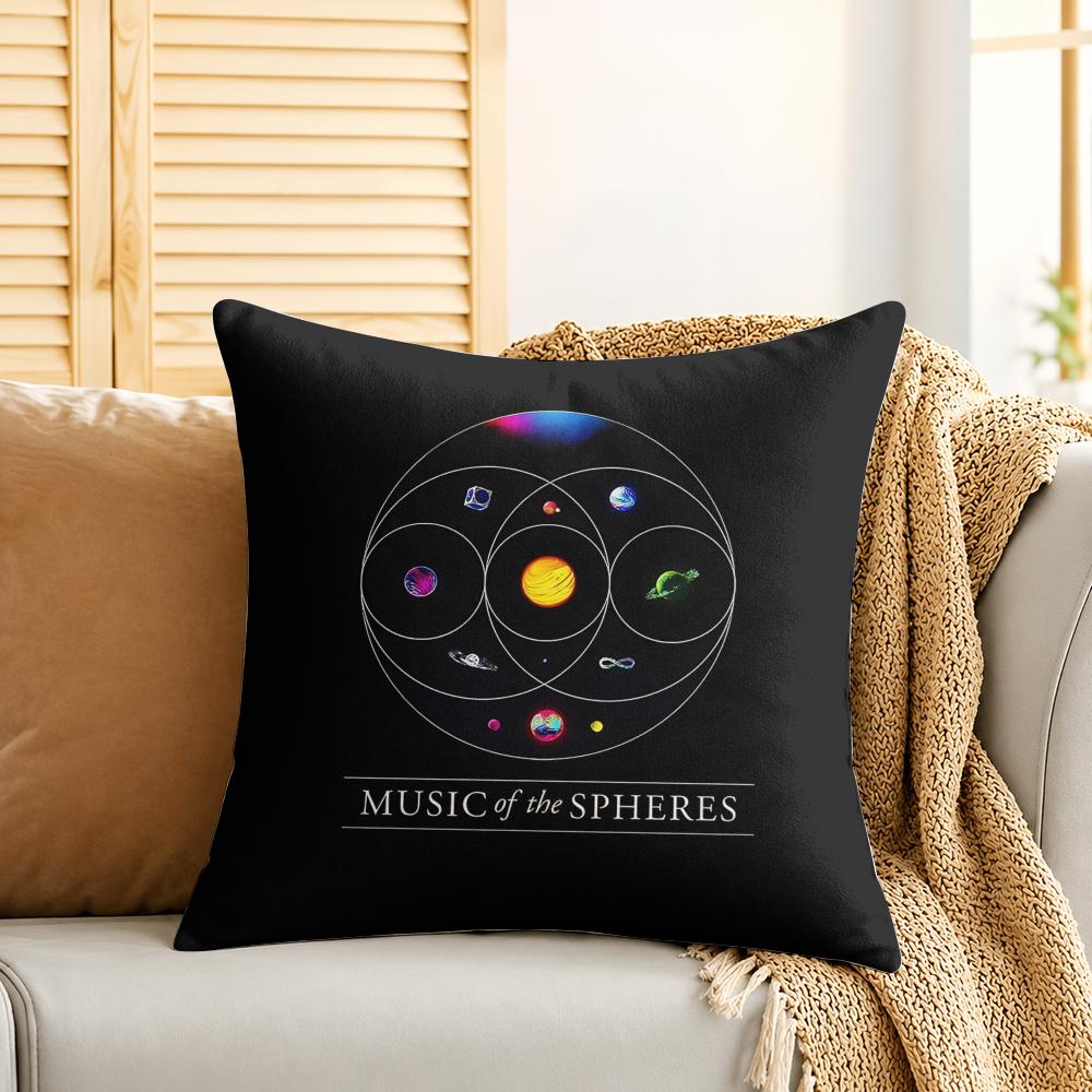 CColdplay Rock Band Cool Cushion Cover Silky Short Plush Invisible Zipper Dustproof Sofa Pillow Case For Home Decor