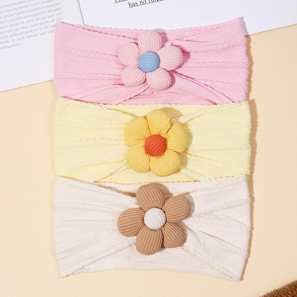Cute Flower Infant Baby Wide Headband Soft Stretchy Elastic Baby Girl Headscarf Nylon Newborn Head Wrap