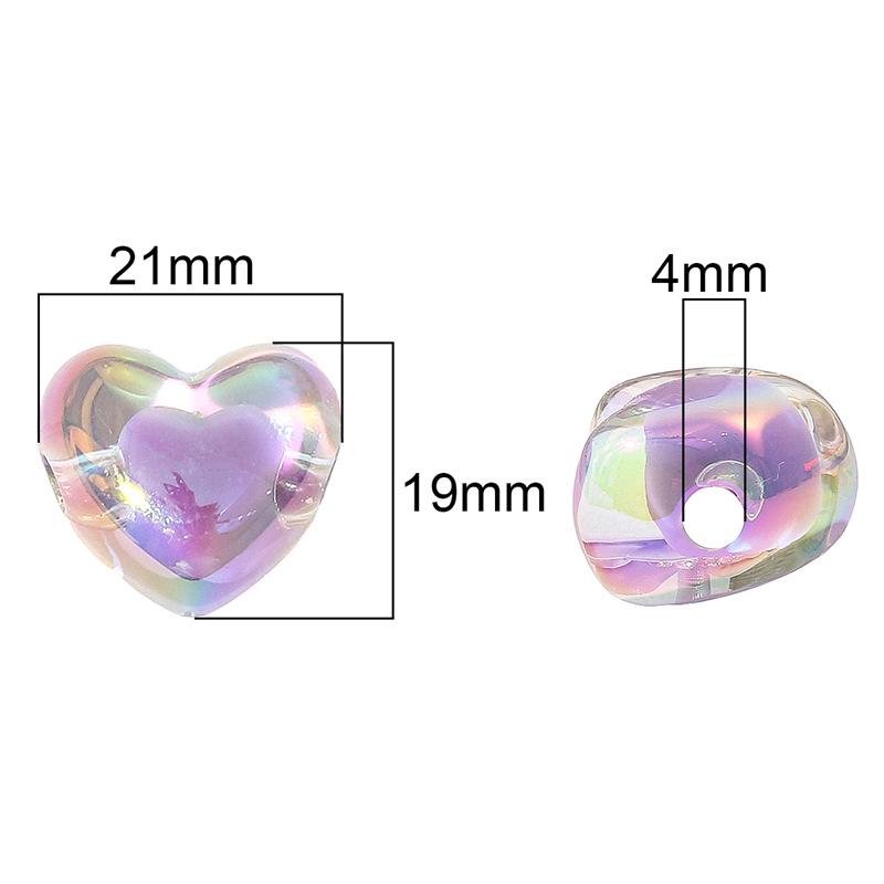 Irisierende Acrylherzperlen - Pfirsich, Transparent, DIY Schmuckzubehör