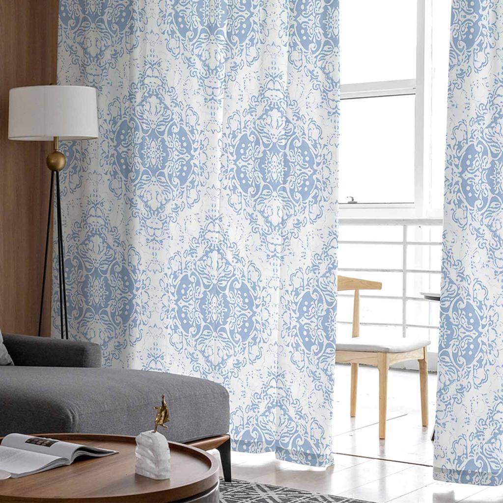 Tüllvorhänge im ethnischen Stil mit persischem Retro-Muster und Blumenmuster für Fenster, Wohnzimmer, Schlafzimmer, Hotel, Luxusdekoration, transparente Vorhänge