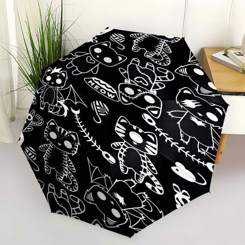 1pc Cats Halloween Pattern Umbrella with Plastic Handle,Suitable for All Seasons UmbrellaPT560