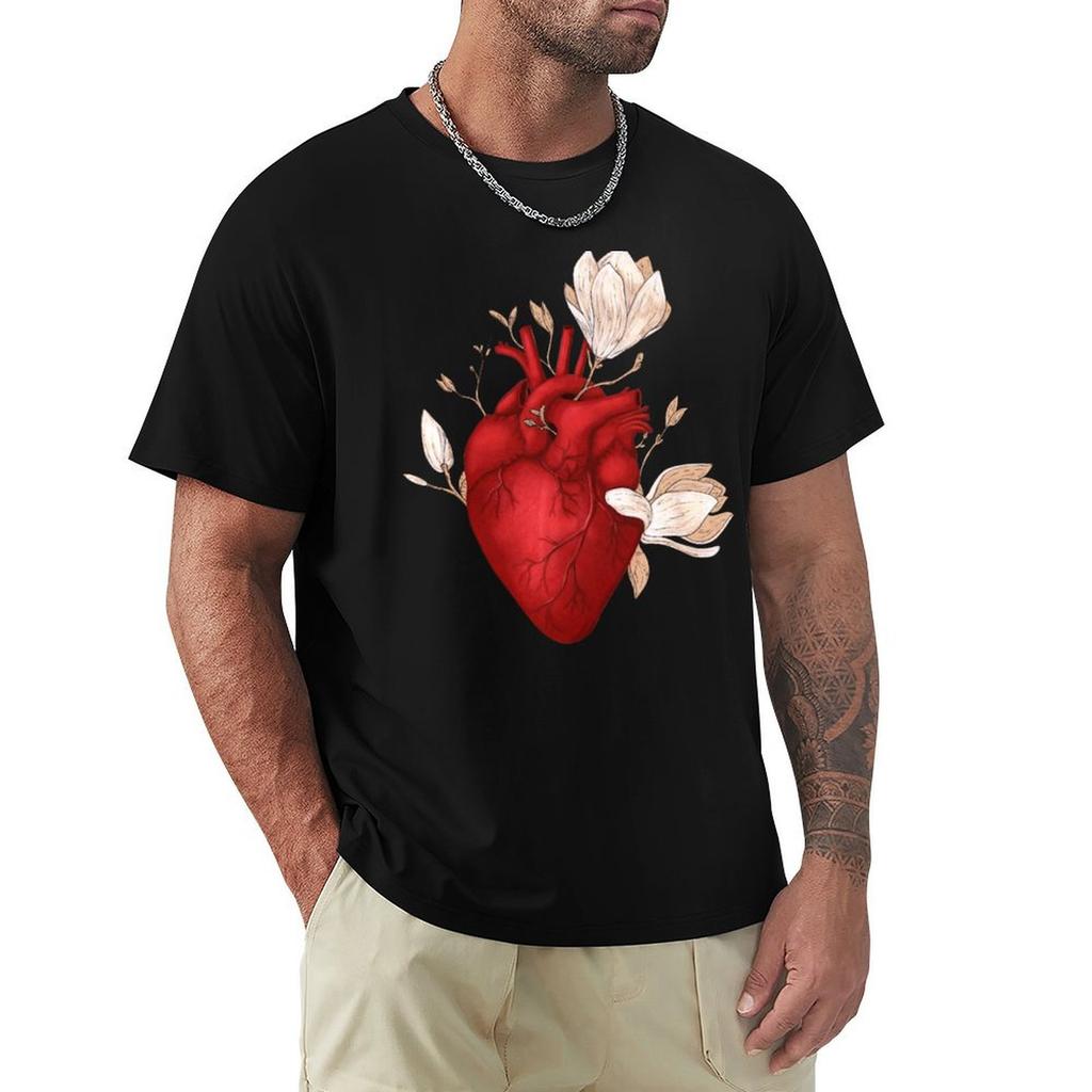 Magnolia Growing from Heart TShirt Fashion Shirts Customs Design Your Own Animal Prinfor Boys Men Clothes